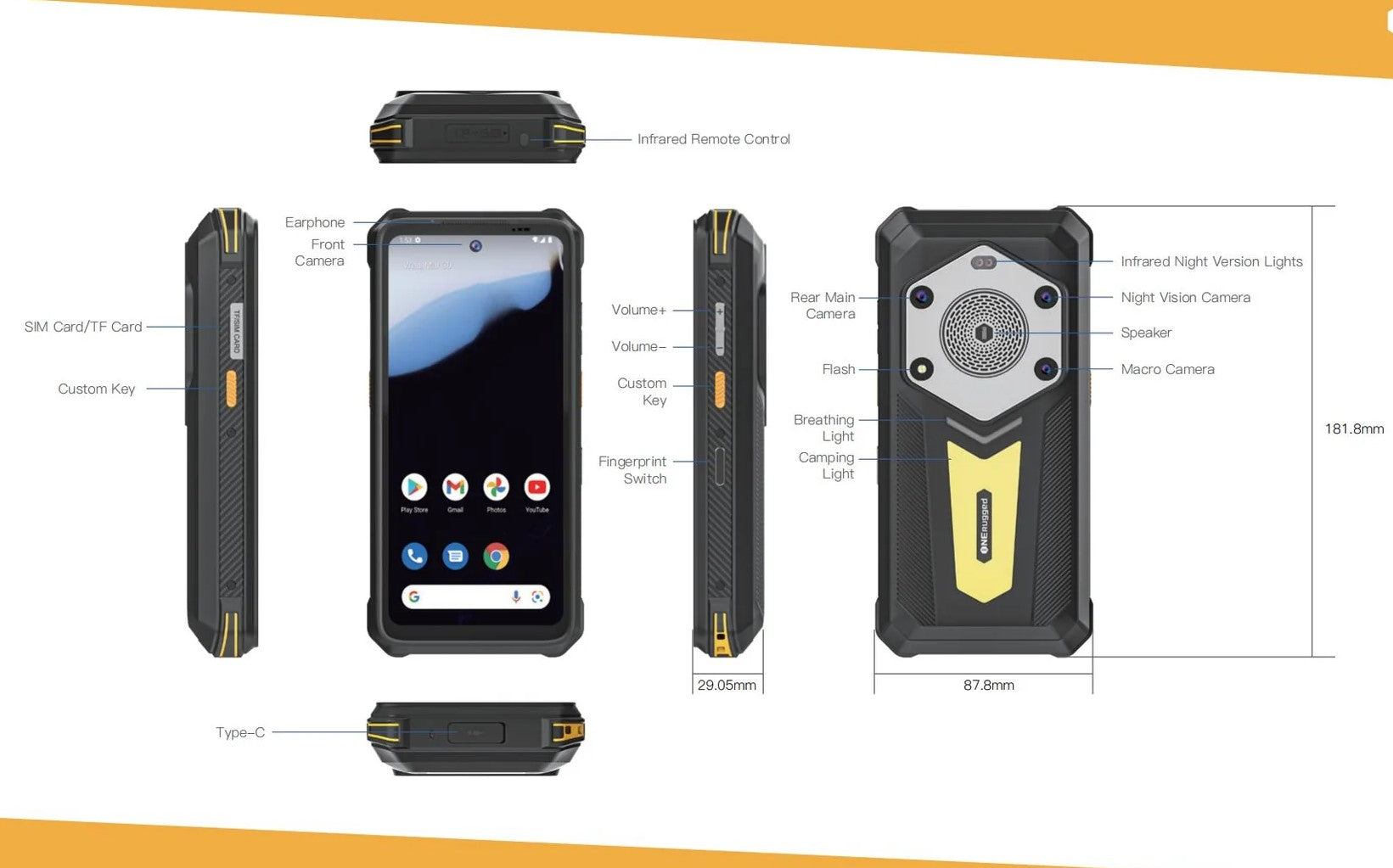 What are the protection rating standards for rugged phones?