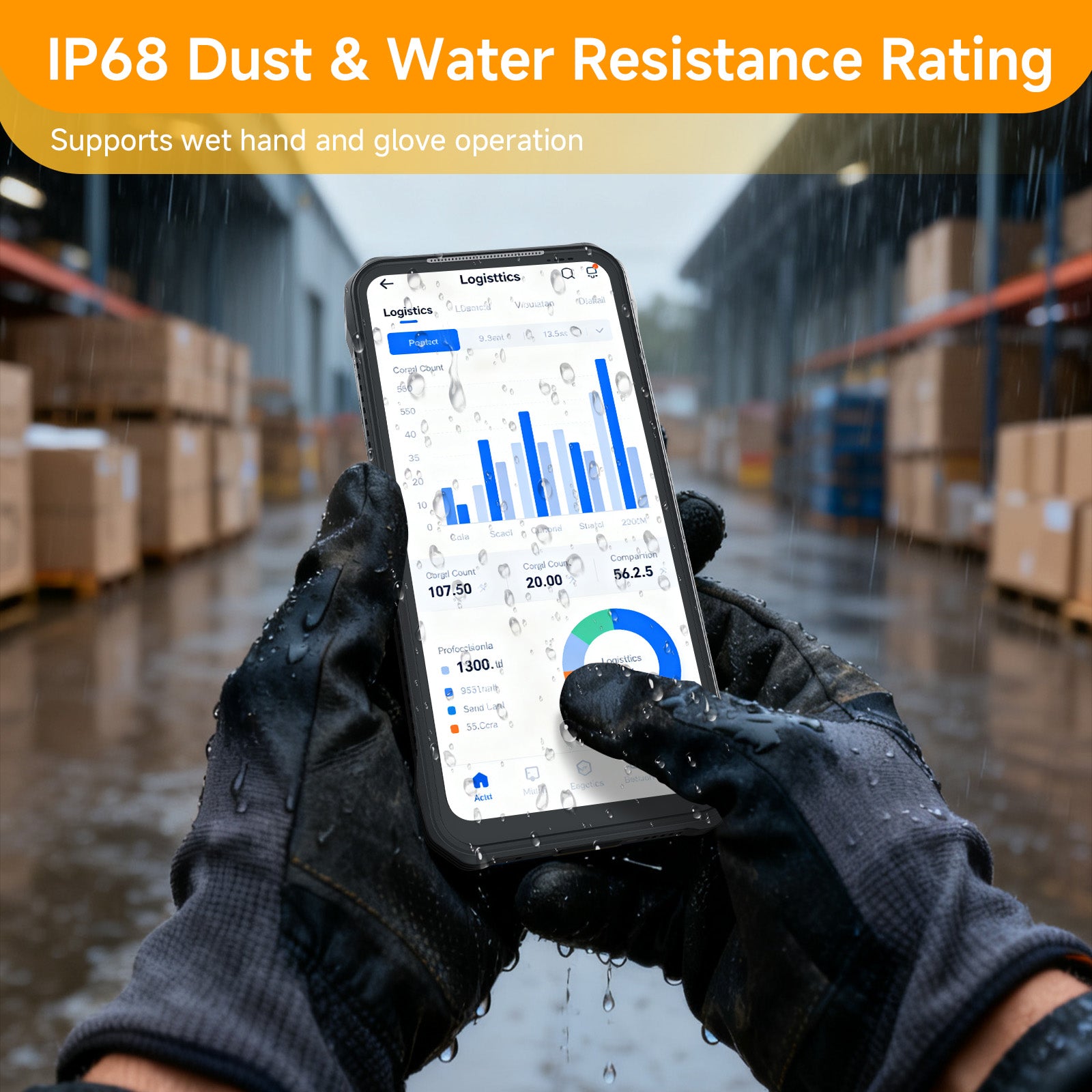 H68T Android 14 Barcode Scanner H68T, Handheld PDA w/Zebra SE4710 Scan Engine, 8GB+128GB, IP68 Rugged Data Terminal, 6.56" Full Screen Mobile Computer