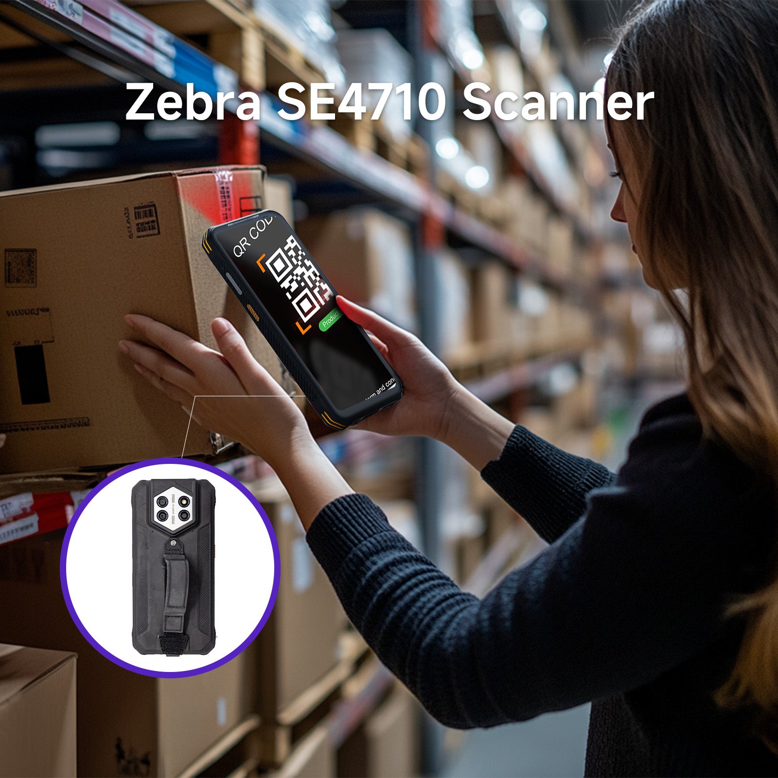 H68T Android 14 Barcode Scanner H68T, Handheld PDA w/Zebra SE4710 Scan Engine, 8GB+128GB, IP68 Rugged Data Terminal, 6.56" Full Screen Mobile Computer