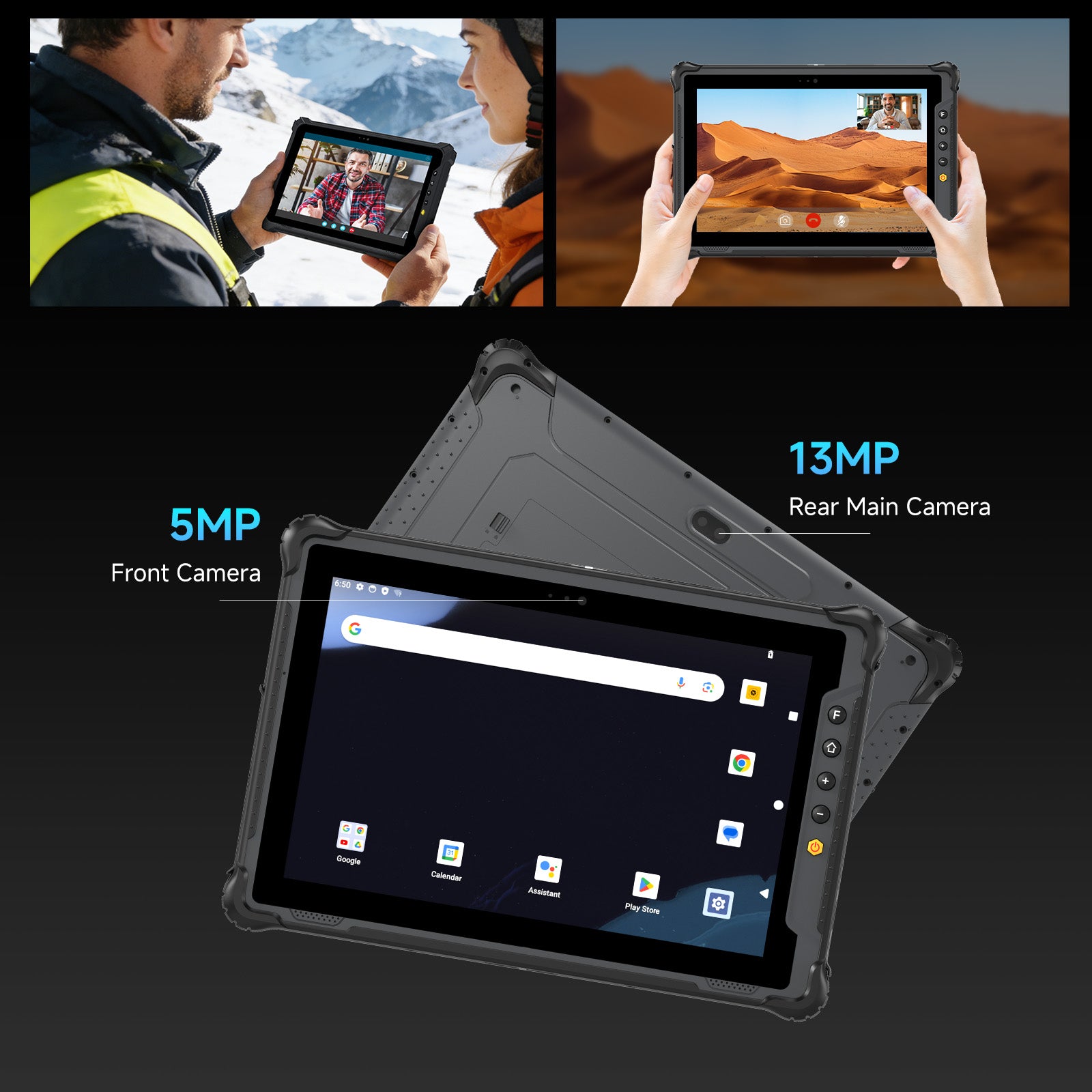 M105Q Rugged Tablet with Built-in Barcode Scanner, 10.1" Android 14 Industrial PC, 8GB+128GB, IP65 Waterproof, 10000mAh Battery for Logistics & Warehouse Management