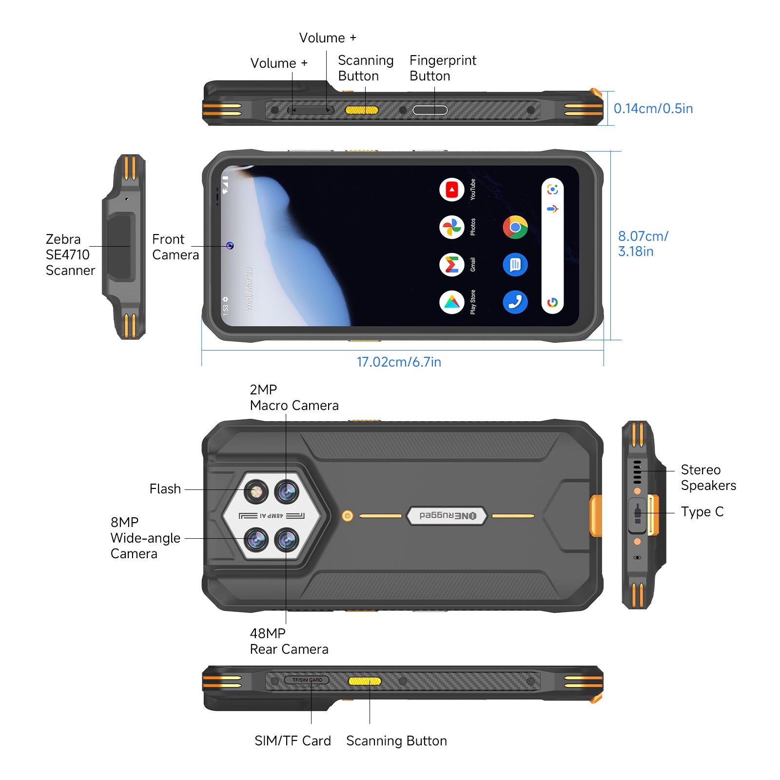 Six-view detail display