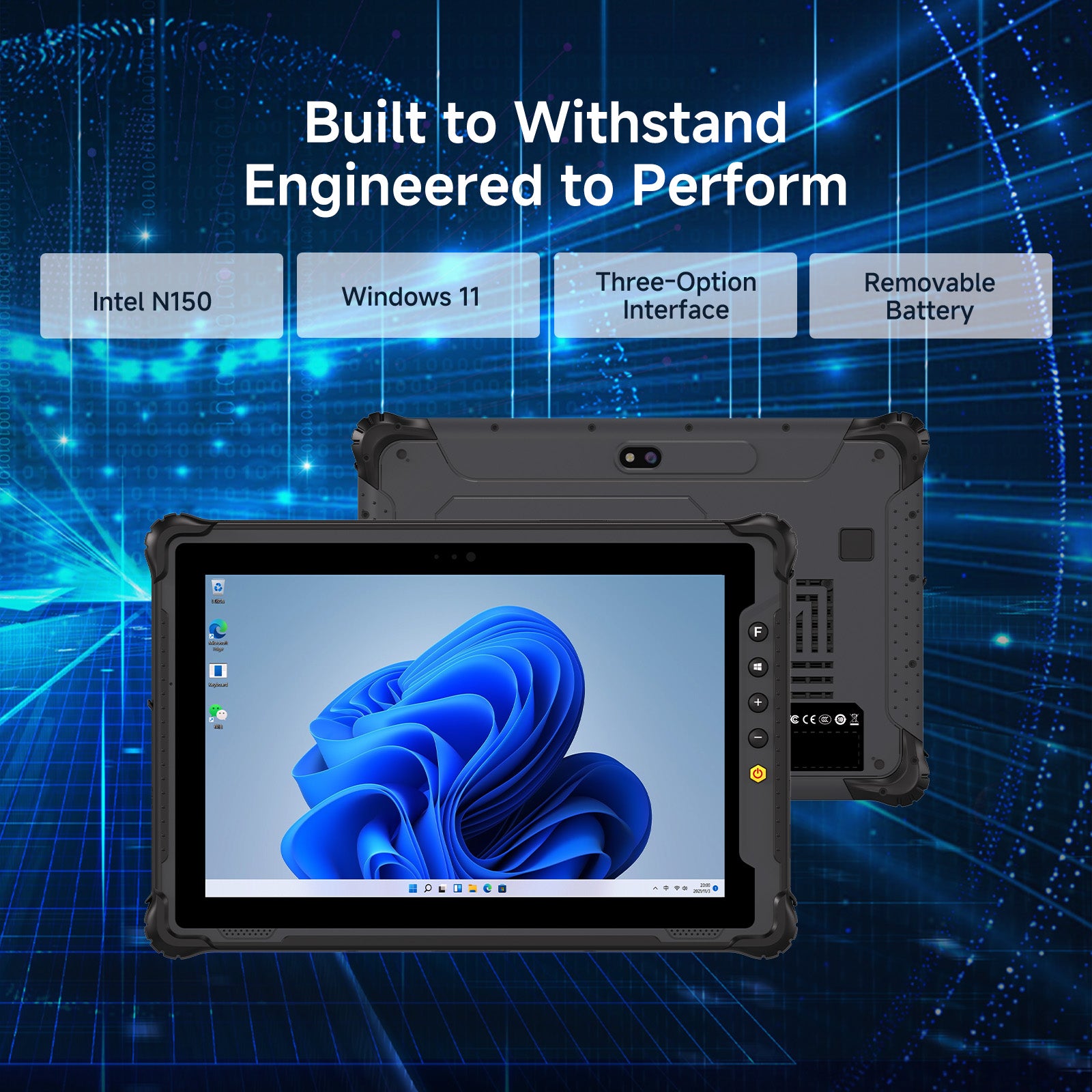 ONERugged M10N 10.1-Inch Rugged Windows Tablet, Intel N150, Windows 11 Pro, 8GB, 128GB, 1000-Nit Display, IP65