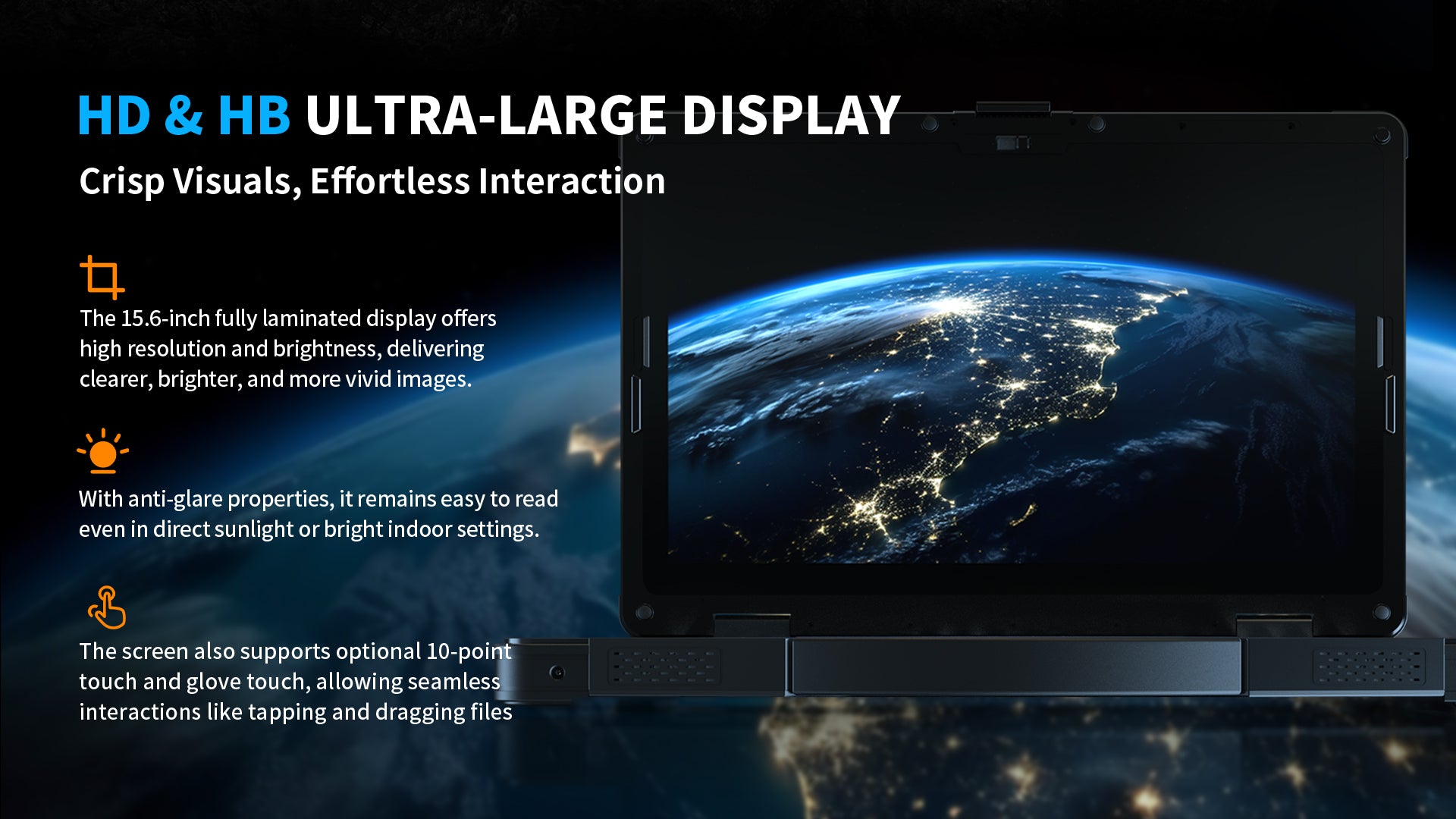 ONERugged N15A rugged laptop with 15.6 inch FHD display and glove touch support