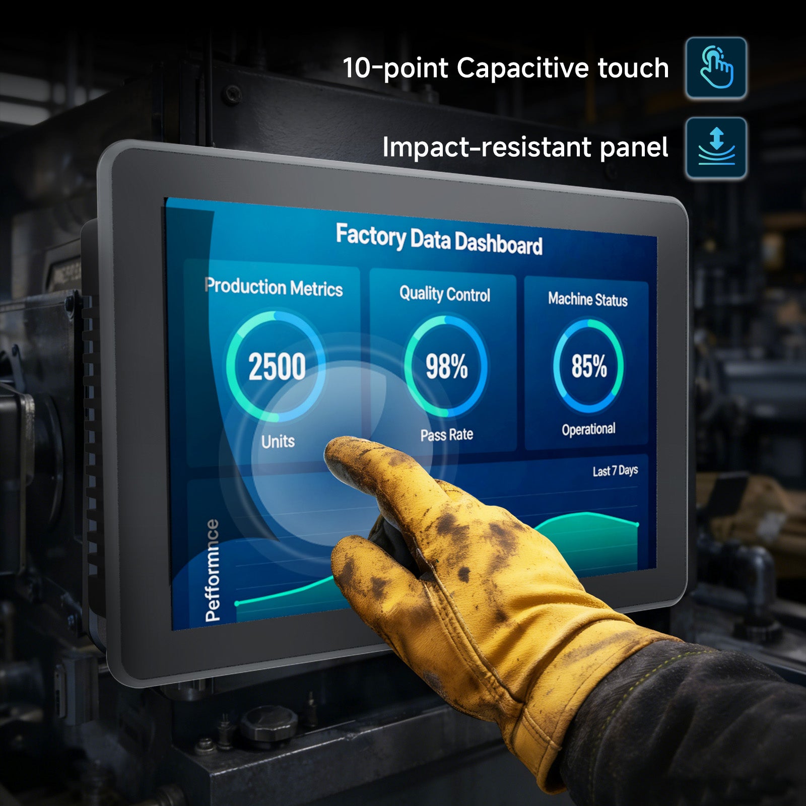 P15J industrial display with 10 point capacitive touch and impact resistant panel