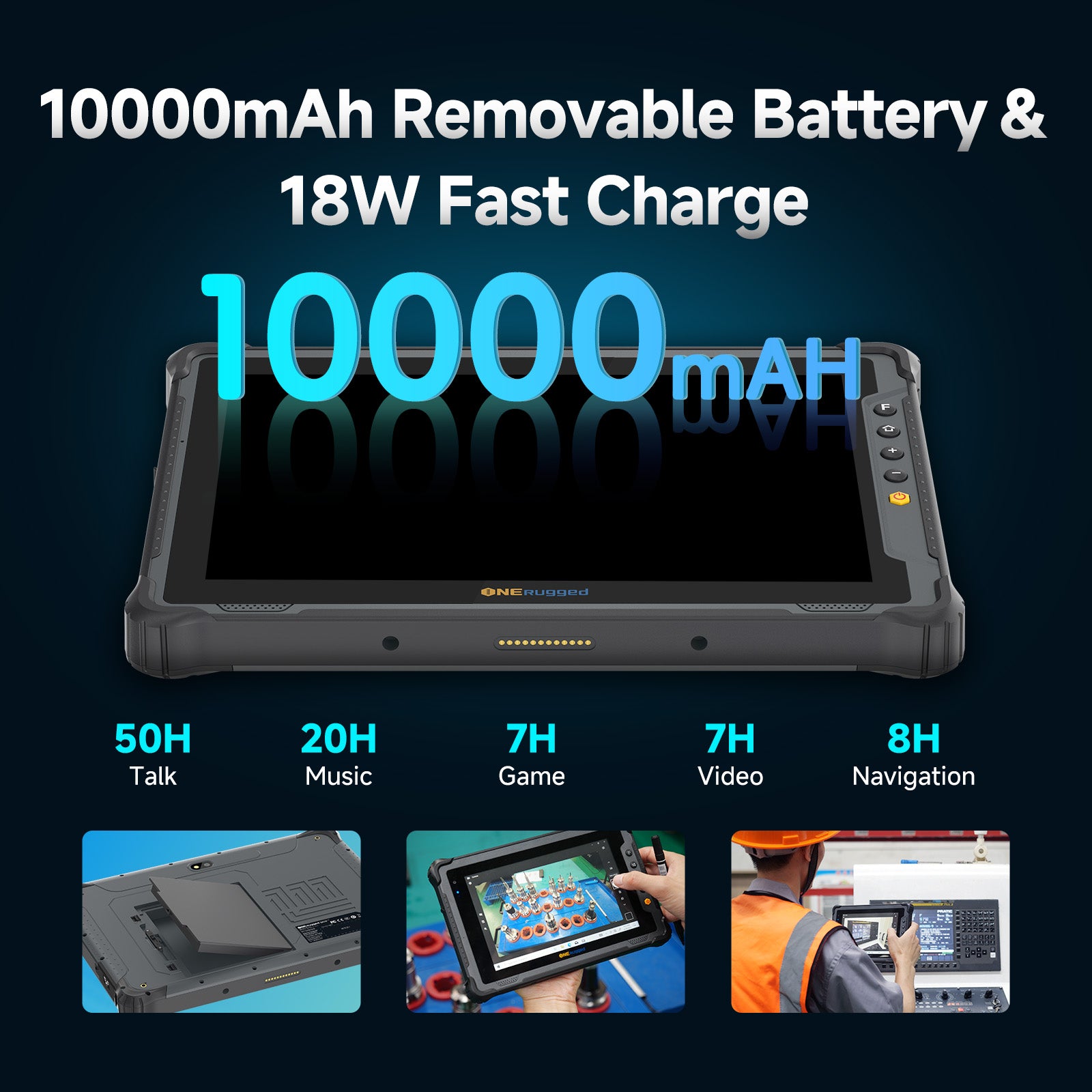 10000mAh removable battery