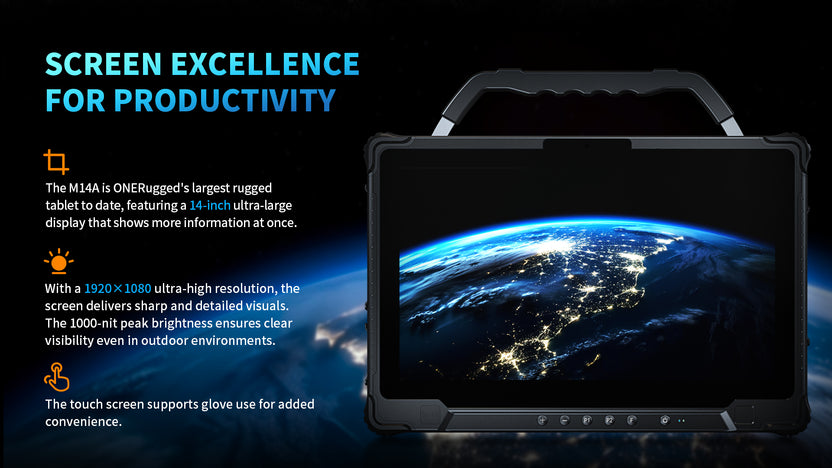 M14A Rugged Tablet | 14-Inch Intel i5, Windows 11 Pro, IP65 - ONERugged ...