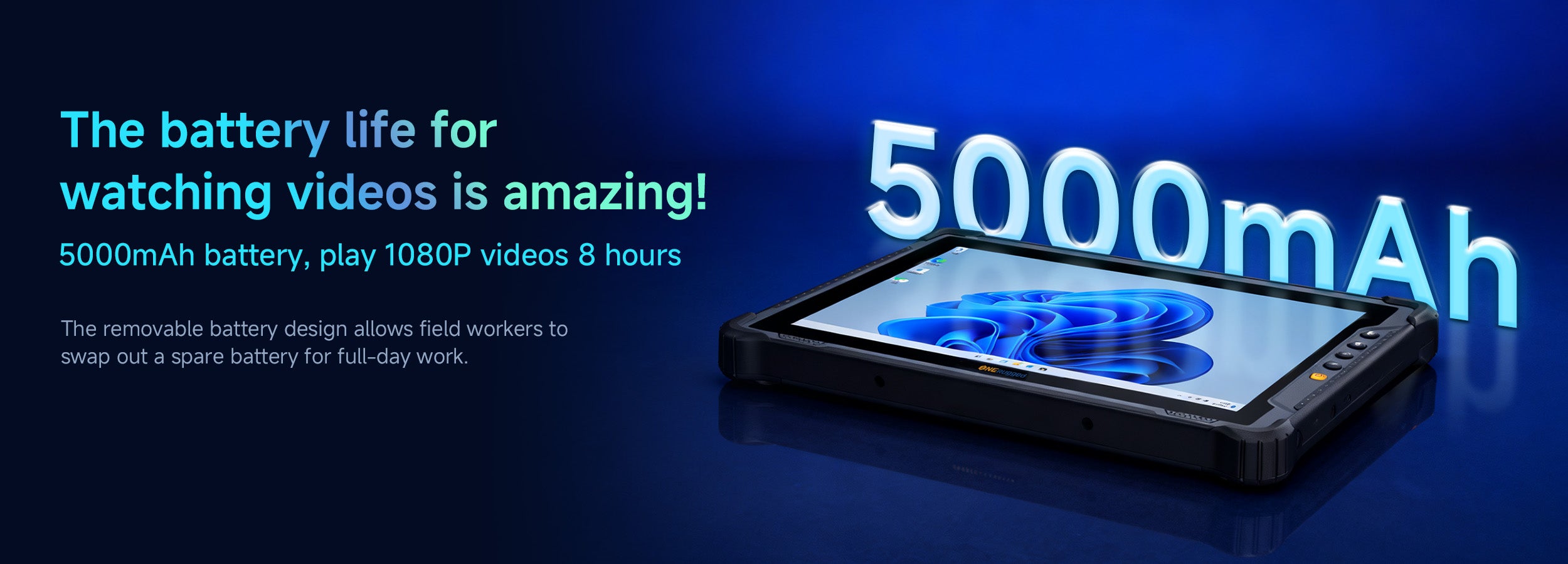 Rugged tablet with extra-large battery