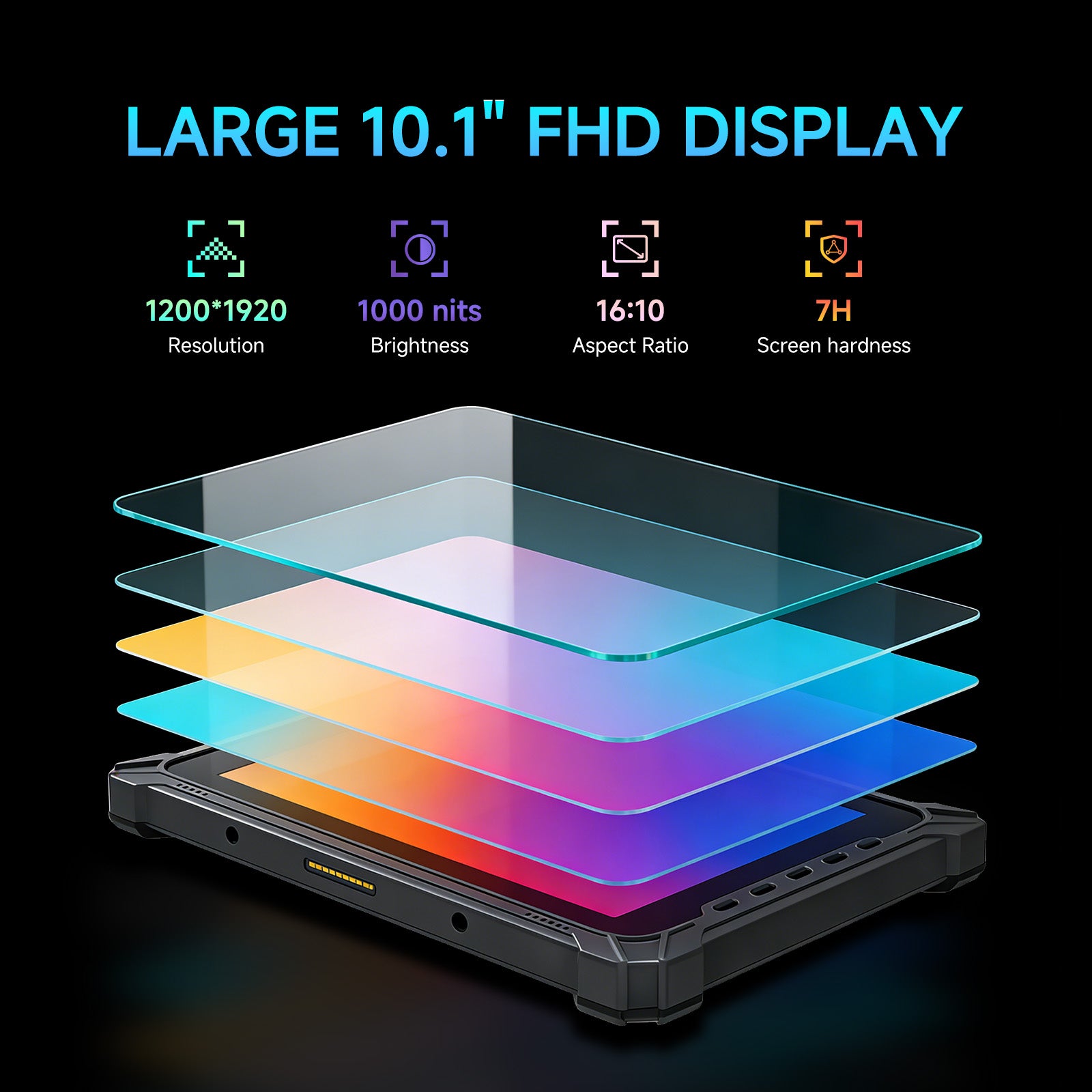 M105Q Rugged Tablet with Built-in Barcode Scanner, 10.1" Android 14 Industrial PC, 8GB+128GB, IP65 Waterproof, 10000mAh Battery for Logistics & Warehouse Management