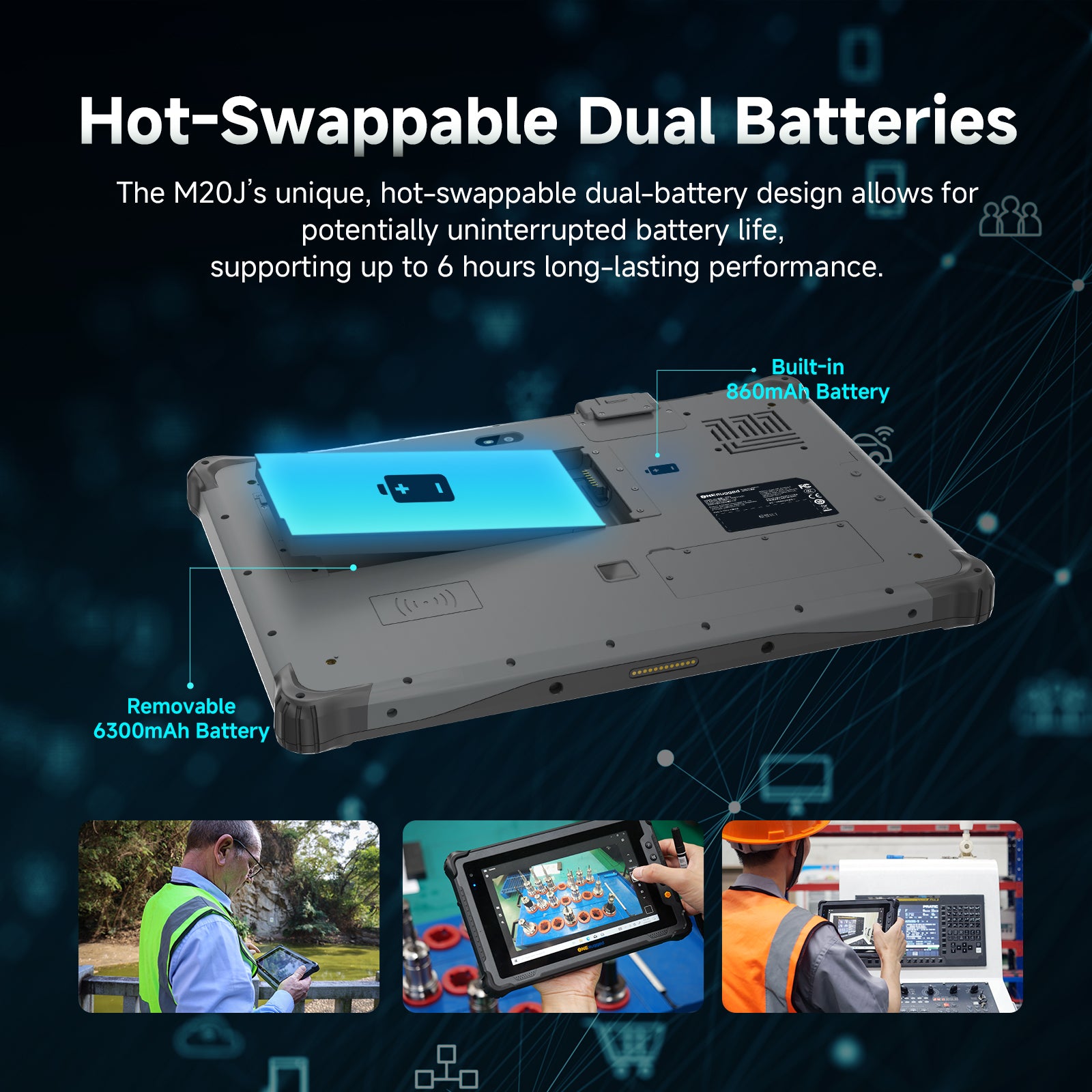 M20J rugged tablet pc with Hot-Swappable Battery