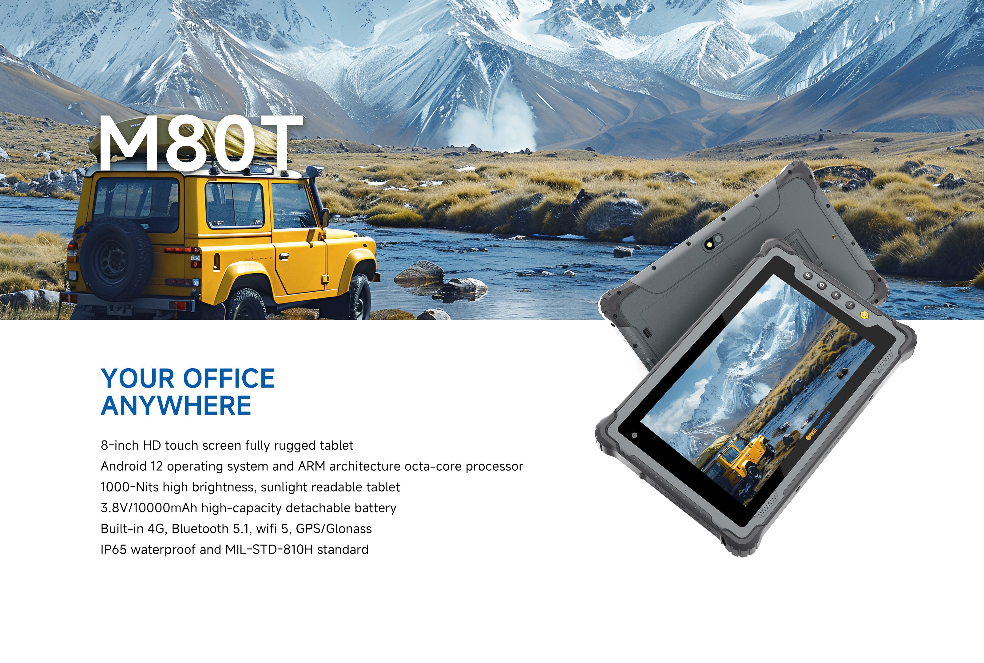 M80T 8" durable tablet with octa-core processor