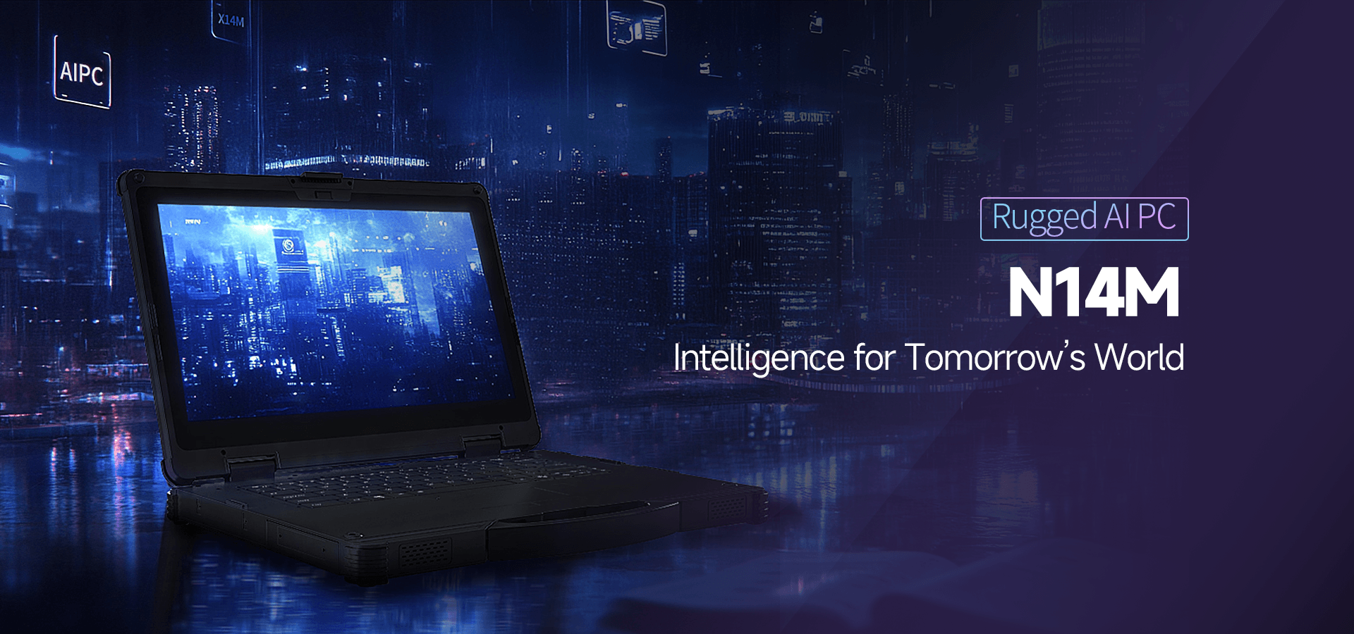 ONERugged N14M 14 inch fully rugged AI laptop with Intel Core Ultra processor and MIL-STD-810H certification