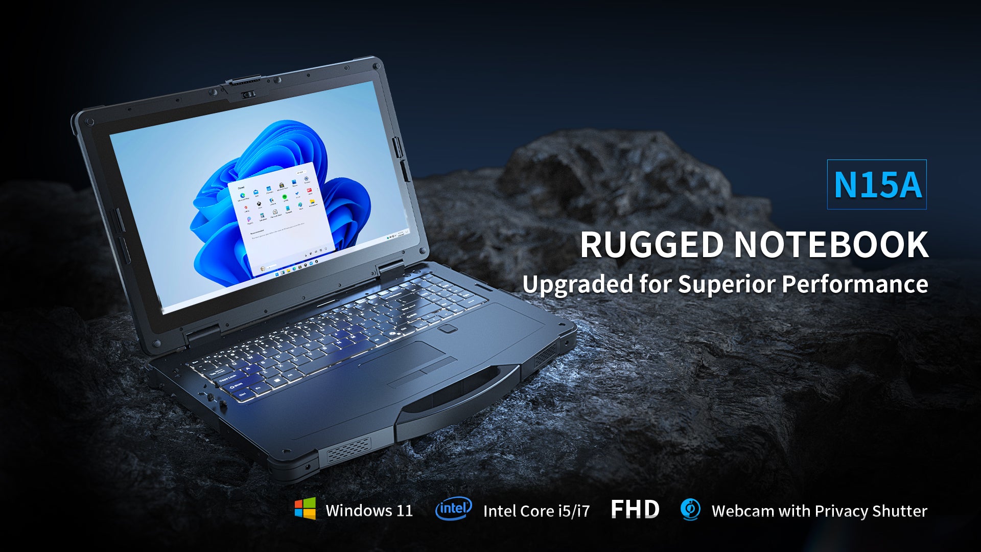 ONERugged N15A 15.6 inch rugged notebook with Intel Core processor and Windows 11
