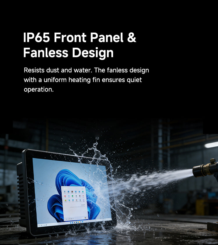 P15J industrial touch panel PC with IP65 front panel and fanless cooling